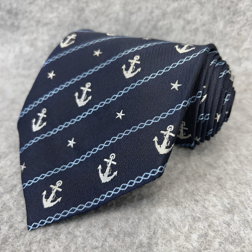 Navy Anchor Chain Silk Necktie Taiwan ROC Naval Gift 59" x 4"
